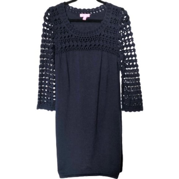 🌸host pick🌸 Lilly Pulitzer Karina merino wool sweater dress, crochet sleeves - Picture 16 of 16